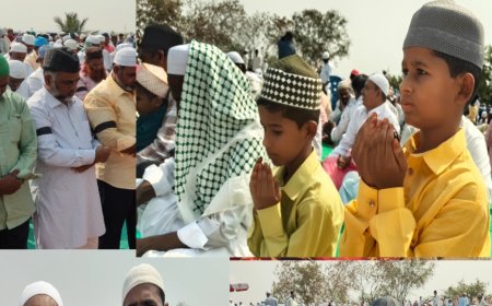 ಮಸ್ಕಿ Eid-ul-Fitr ಶ್ರದ್ಧಾ, ಭಕ್ತಿಯಿಂದ ಪವಿತ್ರ ರಂಜಾನ್ ಆಚರಣೆ. ವಕ್ಸ್ ಬಿಲ್ ಗೆ ವಿರೋಧ; ಕಪ್ಪು ಪಟ್ಟಿ ಧರಿಸಿ ನಮಾಜ್