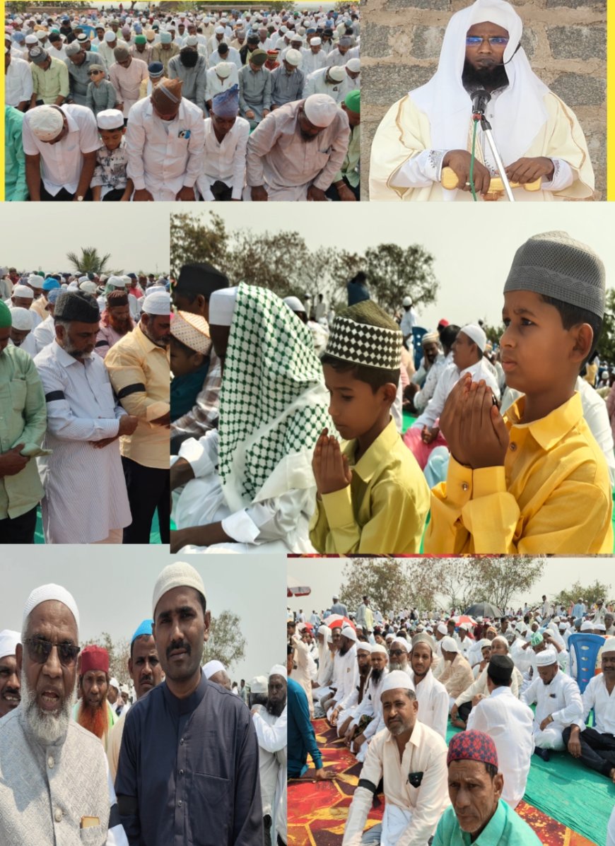 ಮಸ್ಕಿ Eid-ul-Fitr ಶ್ರದ್ಧಾ, ಭಕ್ತಿಯಿಂದ ಪವಿತ್ರ ರಂಜಾನ್ ಆಚರಣೆ. ವಕ್ಸ್ ಬಿಲ್ ಗೆ ವಿರೋಧ; ಕಪ್ಪು ಪಟ್ಟಿ ಧರಿಸಿ ನಮಾಜ್